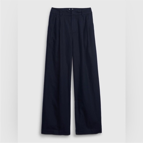 NWOT! GAP Uniform Navy High Rise Linen-Cotton Pleated Wide Leg Pants- Multiple - Picture 8 of 8